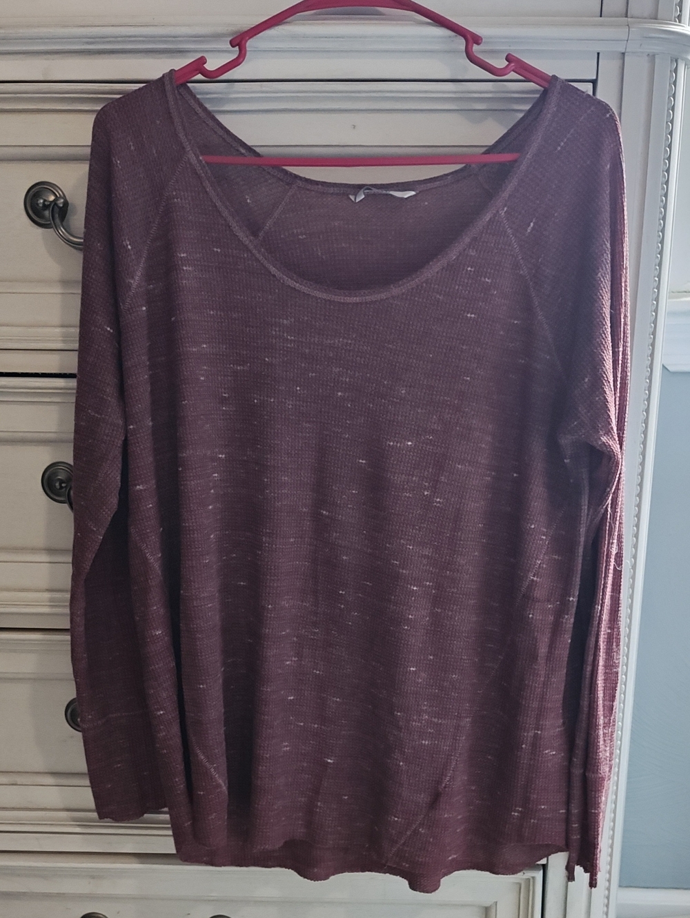 BKE Long Sleeve Scoop Neck Top - Plum Heather